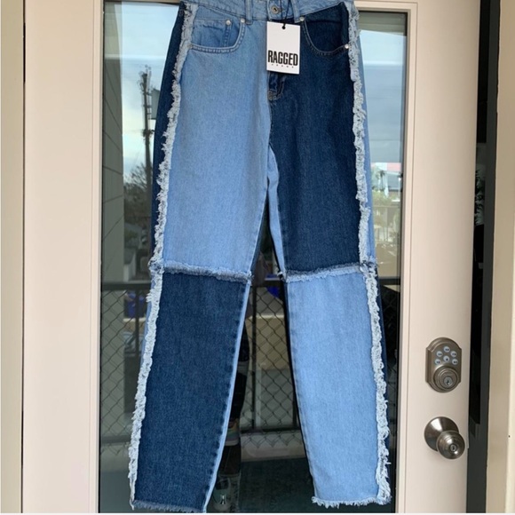 Ragged Priest Patchwork Blue Women Jeans - Picture 1 of 4